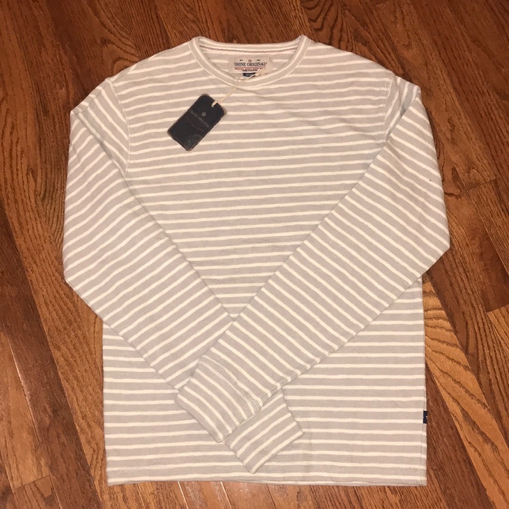Men’s Grey/White Stripe Crewneck Sweater